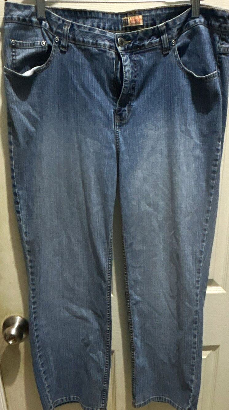 Faded Glory Womens Bootcut Jeans Petite 20P Blue Solid Stretch Denim 5-Pocket
